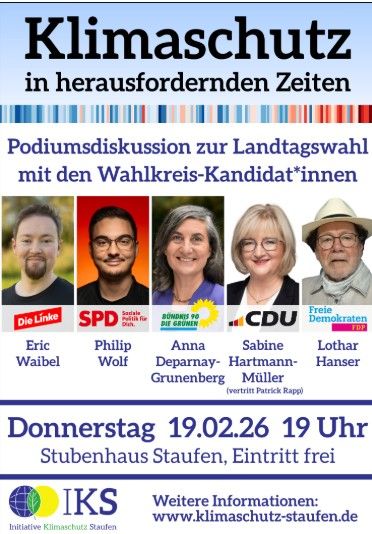 19h Podiumsdiskussion Klimaschutz in Staufen